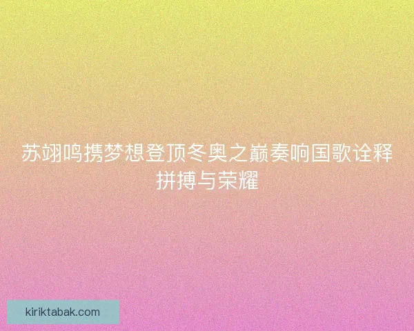 苏翊鸣携梦想登顶冬奥之巅奏响国歌诠释拼搏与荣耀
